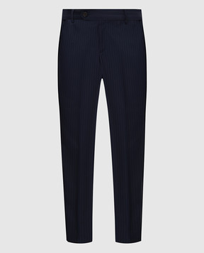 Brunello Cucinelli Темно-синие брюки из шерсти ML438PA07