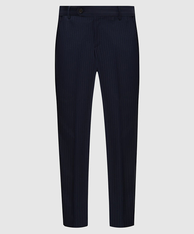Brunello Cucinelli Темно-синие брюки из шерсти ML438PA07