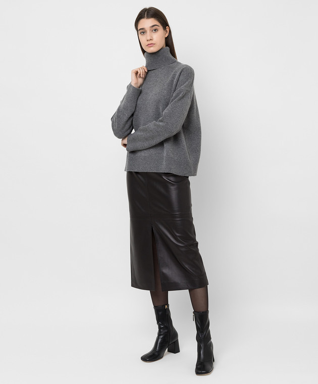 CO Шкіряна спідниця міді з розрізами 3556LPL зображення 2