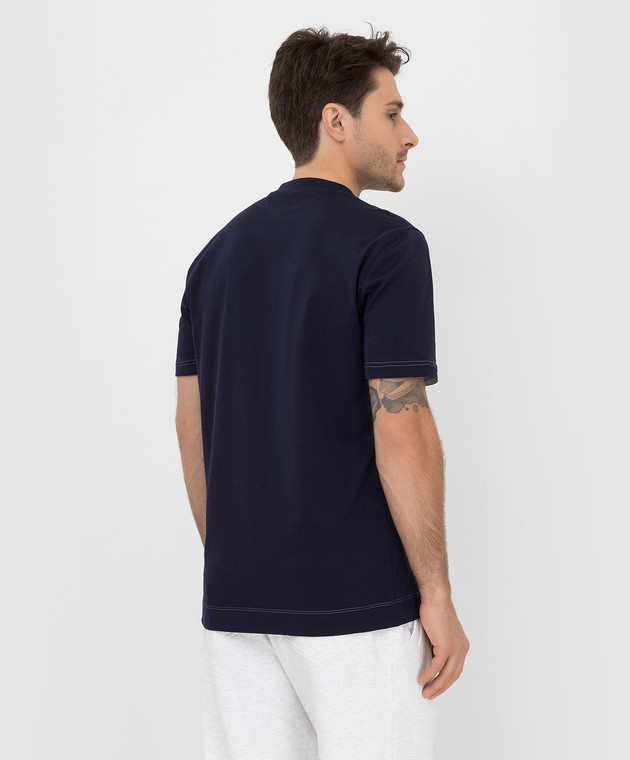 Brunello Cucinelli Темно-синяя футболка с принтом M0T618410 изображение 4