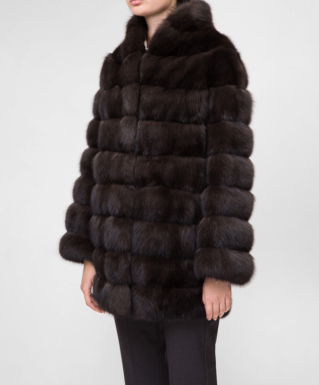 Real Furs House Чорне хутряне пальто SBR29548DARK зображення 3