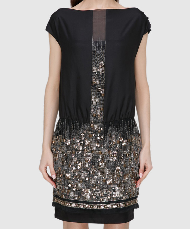 Maxim Simoens Чорна сукня з шовку з кристалами ROBEB37C001 зображення 2