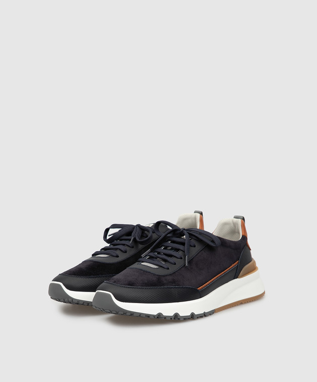 Brunello Cucinelli Замшевые кроссовки с контрастными вставками MZUSWBO278 изображение 3
