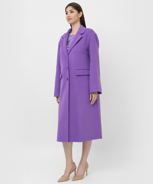 Ermanno Scervino Фиолетовое пальто из шерсти D396D707DDT изображение 3