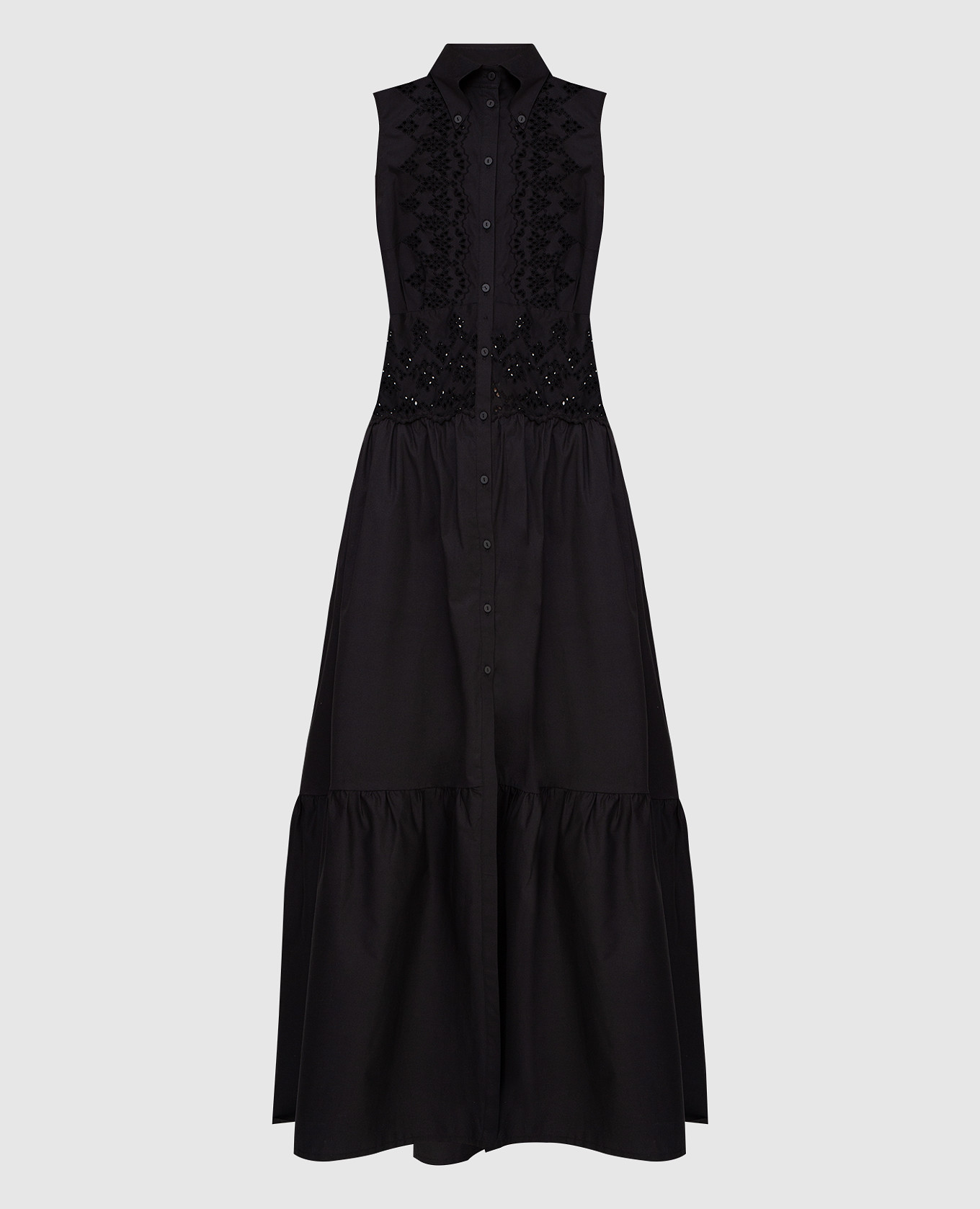 

Черное платье макси с прошвой Ermanno Scervino, Черный, Платья Макси