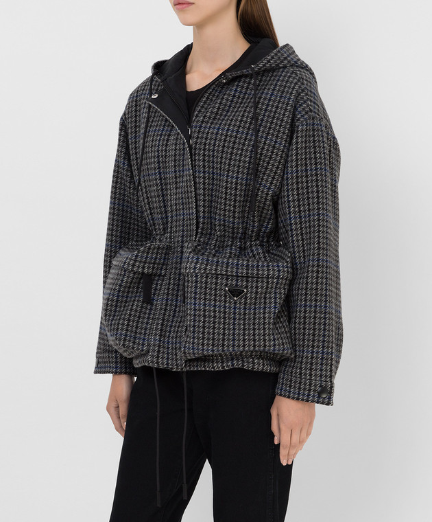 Prada - Куртка из шерсти в клетку с объемными карманами P667O1Y35