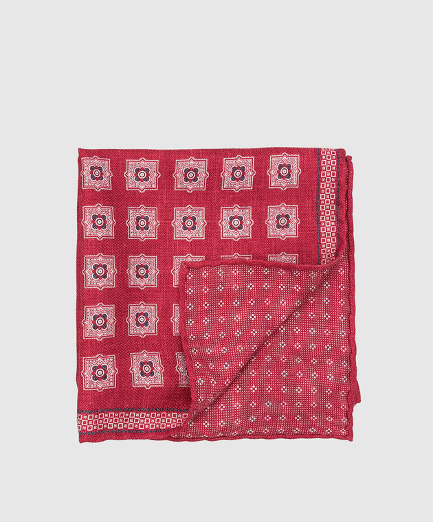 Brunello Cucinelli Бордовый шелковый платок в узор MQ8440091 изображение 4