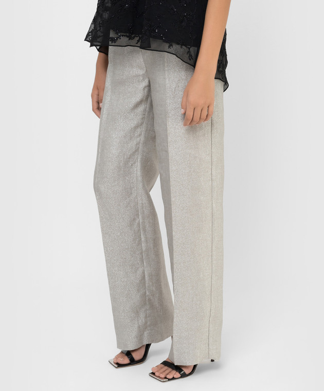 Brunello Cucinelli Linen trousers with lurex MF598P7245 image 3