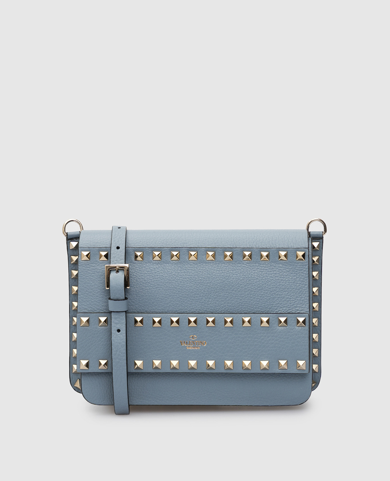 

Синяя кожаная сумка-мессенджер Rockstud, Синий, Сумки-мессенджеры
