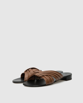Giuseppe Zanotti Коричневые кожаные шлепанцы E100061002