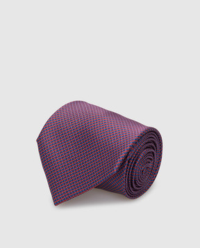 Stefano Ricci Фиолетовый шелковый галстук в геометрический узор CXDD41073