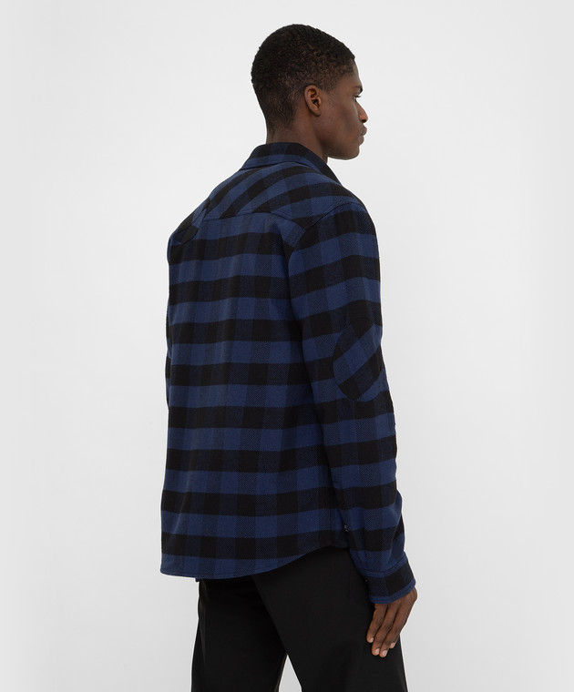 Off-White Темно-синяя рубашка в клетку OMGA188F21FAB001 изображение 4