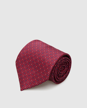 Stefano Ricci Красный шелковый галстук в узор CH37041