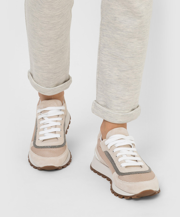 Brunello Cucinelli Пудровые кроссовки с цепочками MZSFG2122 изображение 2