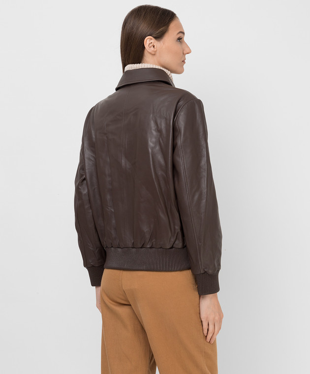 Be Florence Темно-коричнева шкіряна куртка BE2133 зображення 4