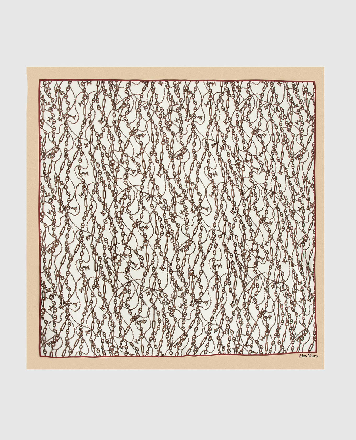 

Шелковый платок с узором, Светло-бежевый, Шарфы