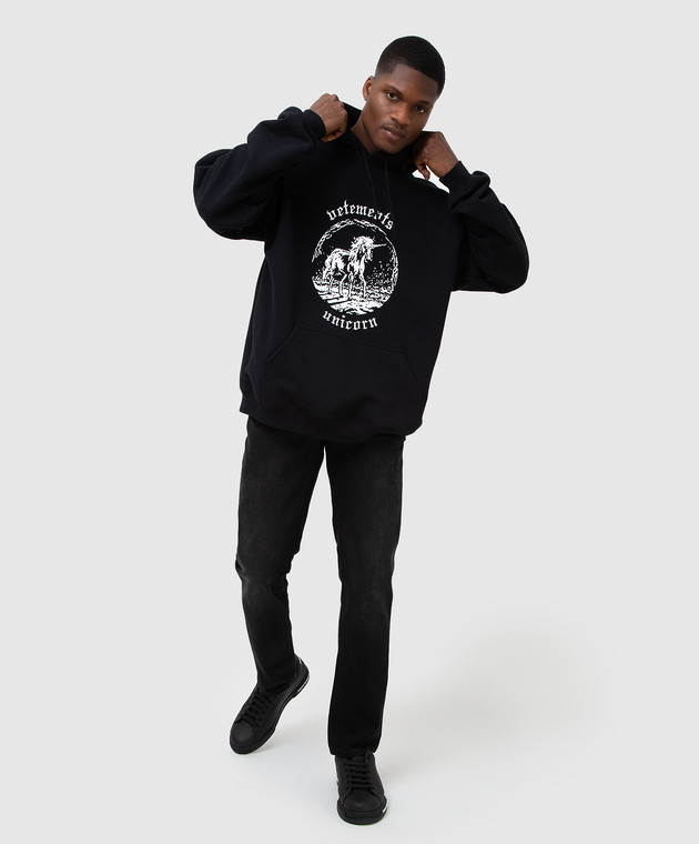 Vetements Черное худи с принтом Unicorn UE52TR430Bm изображение 2