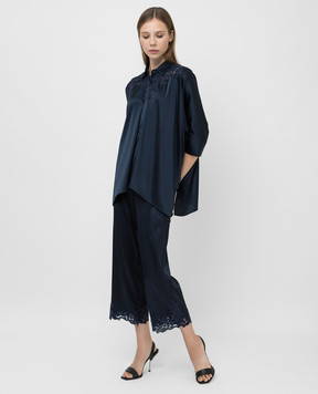 Ermanno Scervino Шелковые укороченные брюки с кружевными вставками D394P301RNX