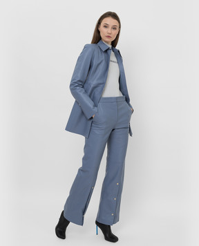 Off-White Кожаные брюки с разрезами OWJB019F21LEA001