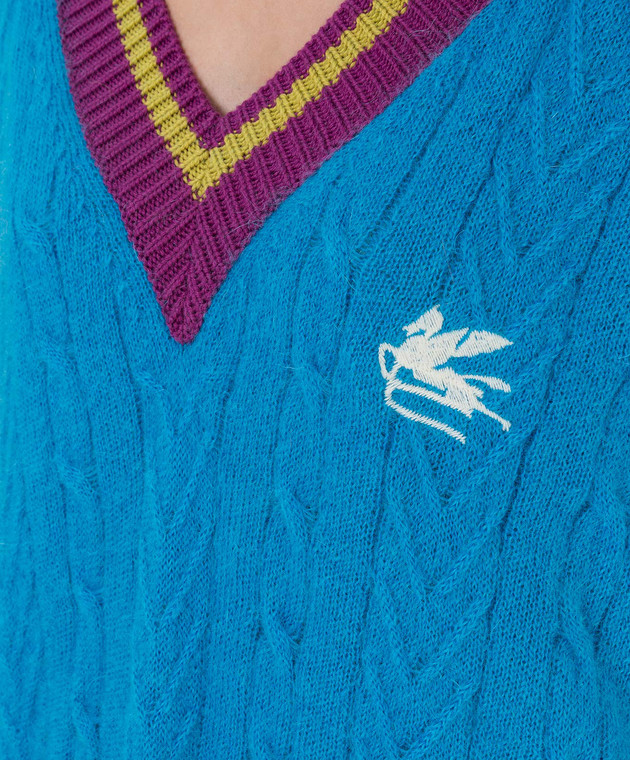 Etro Голубой пуловер с контрастными вставками D187369213 изображение 5