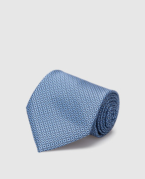 Stefano Ricci Светло-синий шелковый галстук в узор CH43028