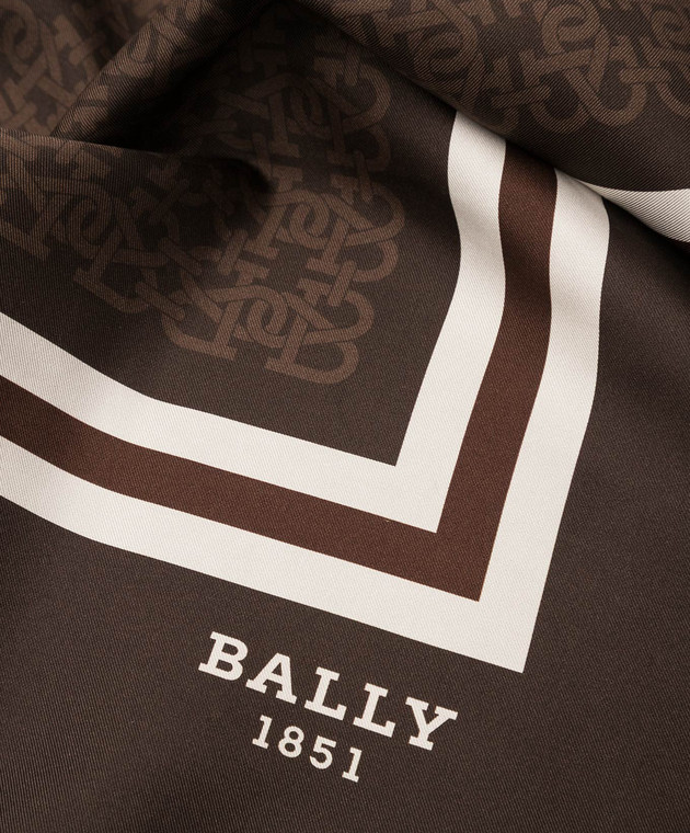 Bally Темно-коричневый шелковый платок в узор L7GM545F9S273 изображение 3