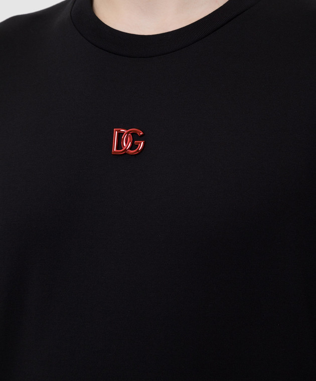 Dolce&Gabbana Черная футболка с эмблемой DG G8NC5ZG7BYH изображение 5
