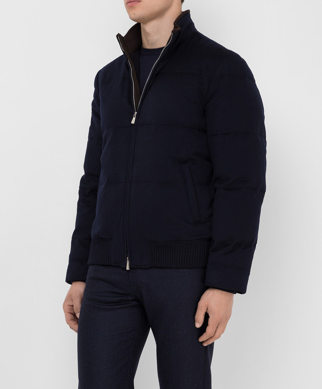 Enrico Mandelli Темно-синя пухова куртка з кашеміру A3T7184816 зображення 3