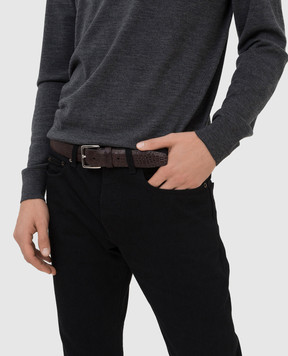 Loro Piana Темно-коричневий ремінь зі шкіри крокодила FAI1156