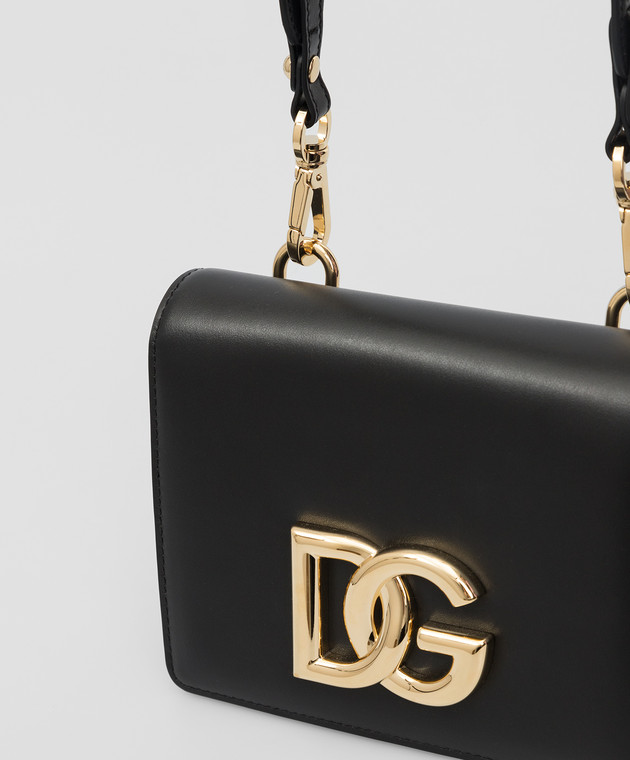 Dolce&Gabbana Черная кожаная сумка-мини с фактурной эмблемой DG BB7037AW576 изображение 5