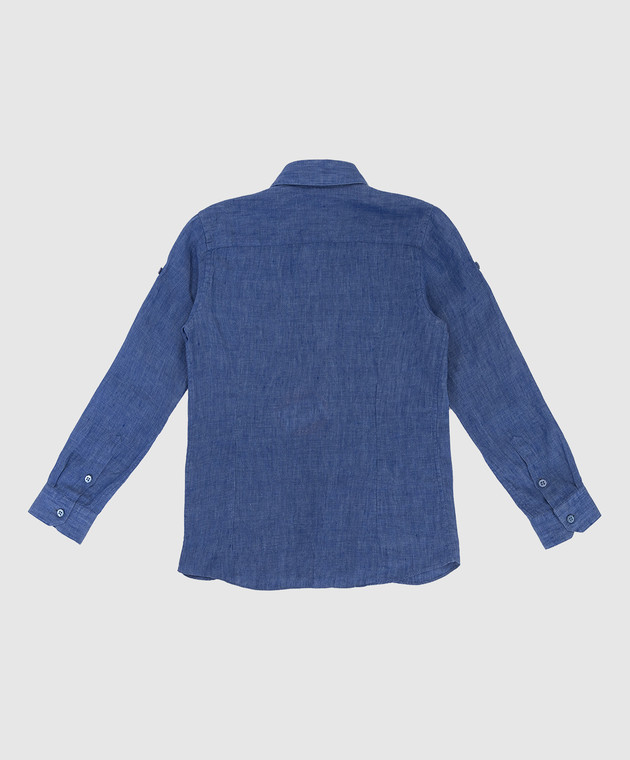 Stefano Ricci Детская синяя льняная рубашка YC003550L1677 изображение 2