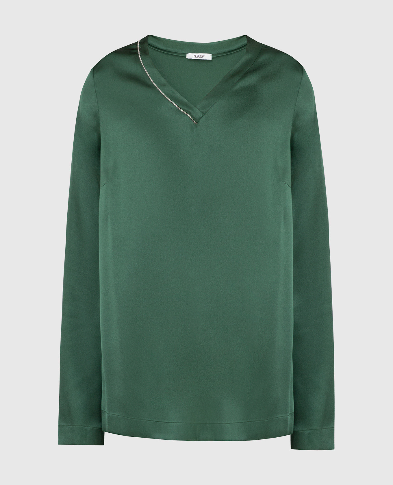 

Зеленая шелковая блуза с цепочками, Зеленый, Рубашки