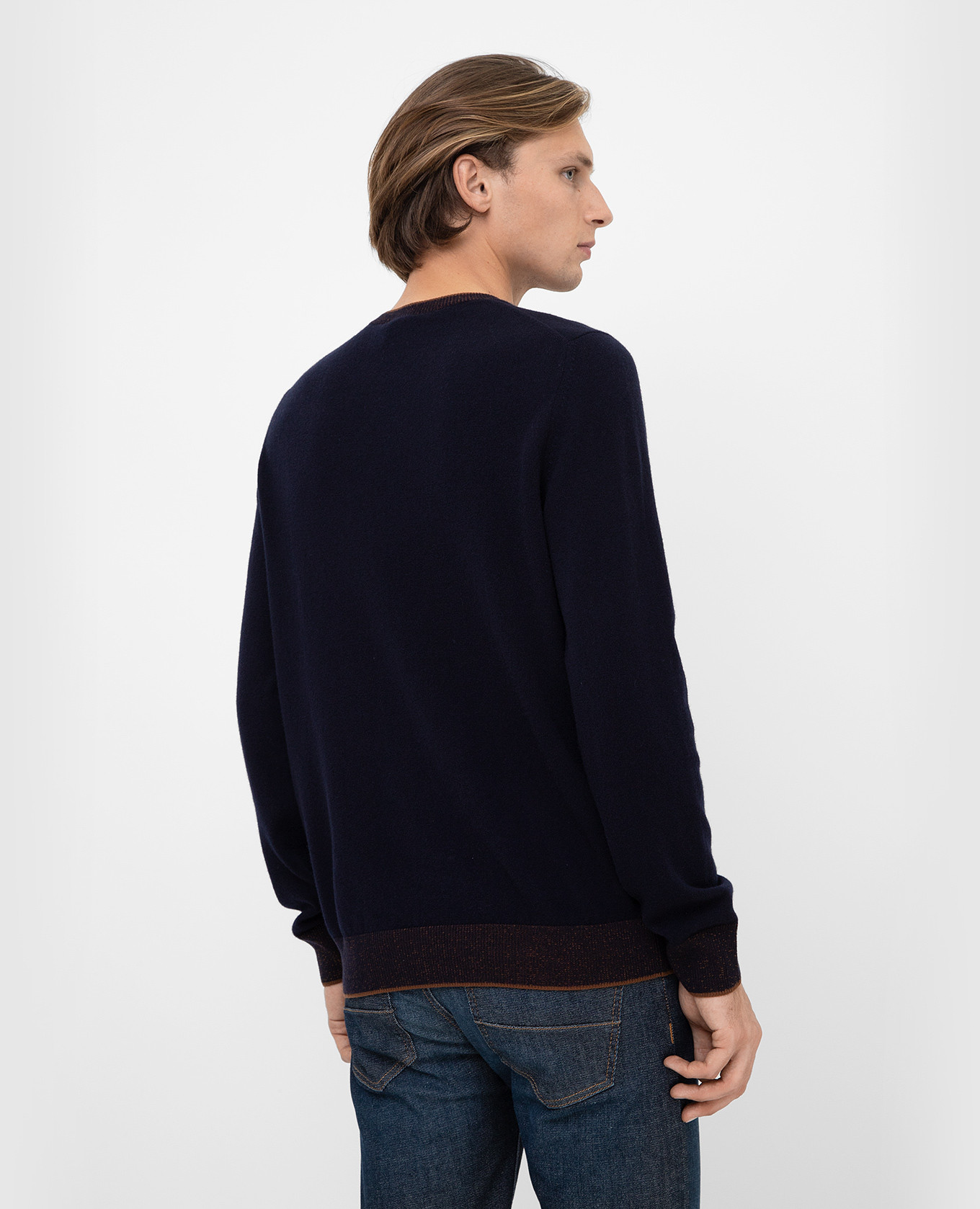 Peserico Темно-синий свитер из шерсти и кашемира R59017F129128A изображение 4
