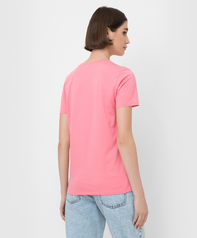 Balmain Розовая футболка с принтом логотипа XF1EF005BB02 изображение 4