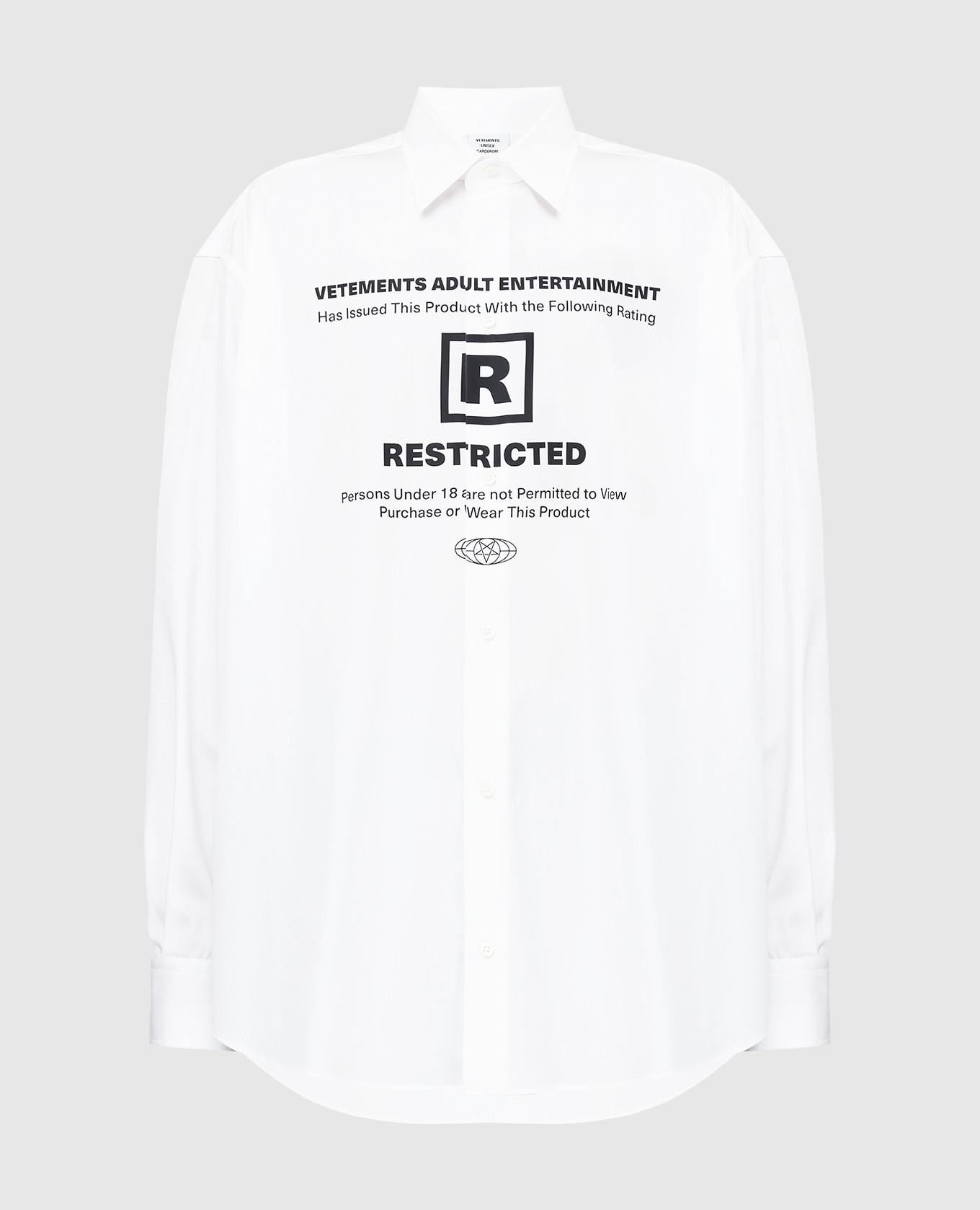 

Рубашка с принтом 'Restricted' и пентаграммой Vetements, Белый, Рубашки и блузы