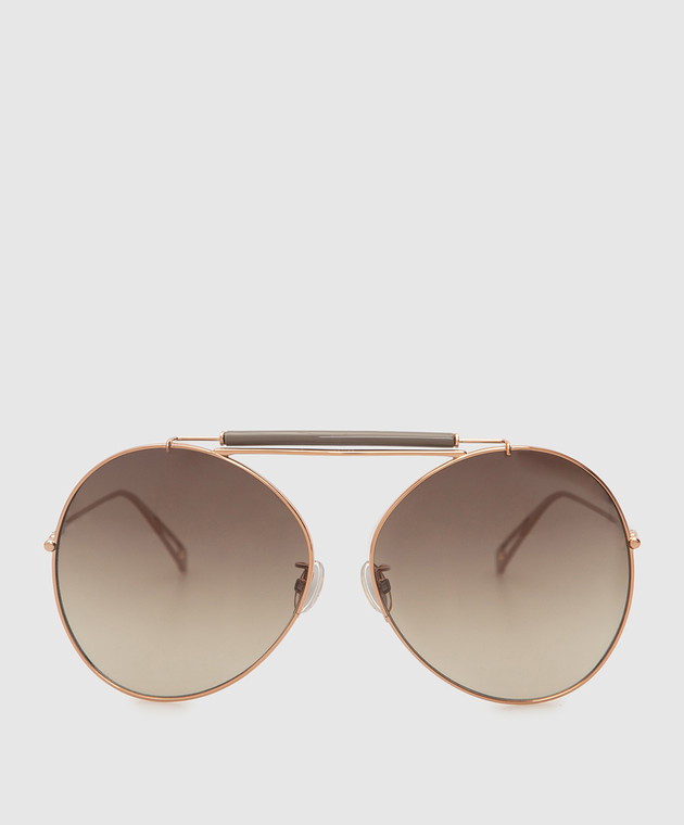 Max Mara Золотистые солнцезащитные очки с двойным мостом EVE