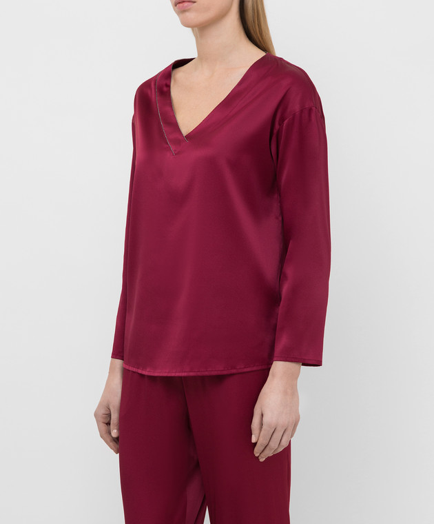 Fabiana Filippi Бордовая блуза из шелка TPD260B156 изображение 3