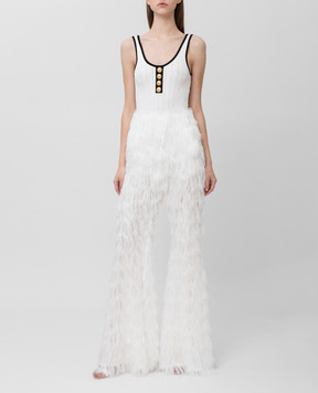 Balmain Білі штани з мереживом RF15303D026
