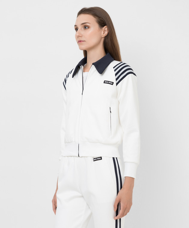 Miu Miu Біла спортивна куртка з контрастними вставками MJL7581ZFP зображення 3