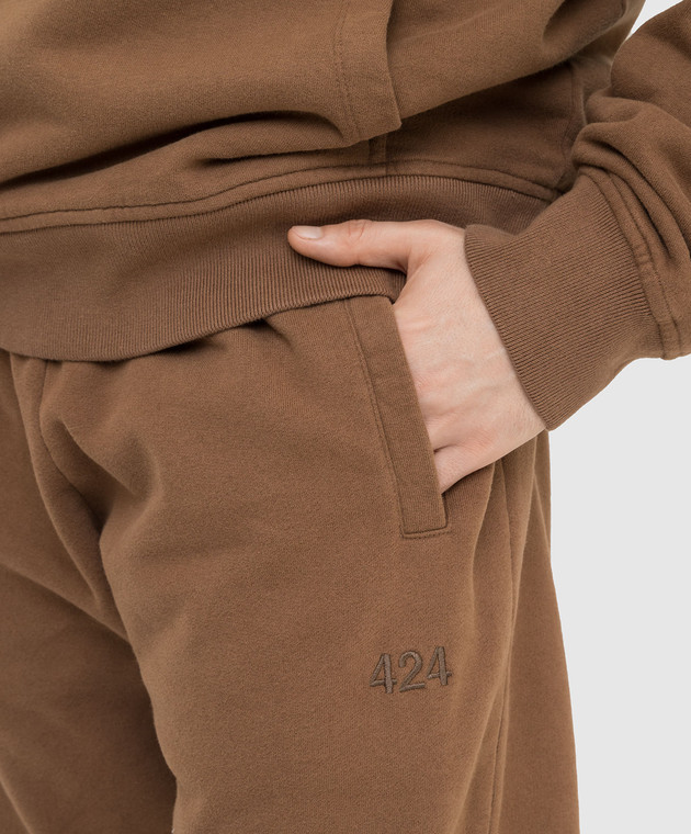 424 Светло-коричневые cпортивные брюки с вышивкой логотипа 31424P111R изображение 5
