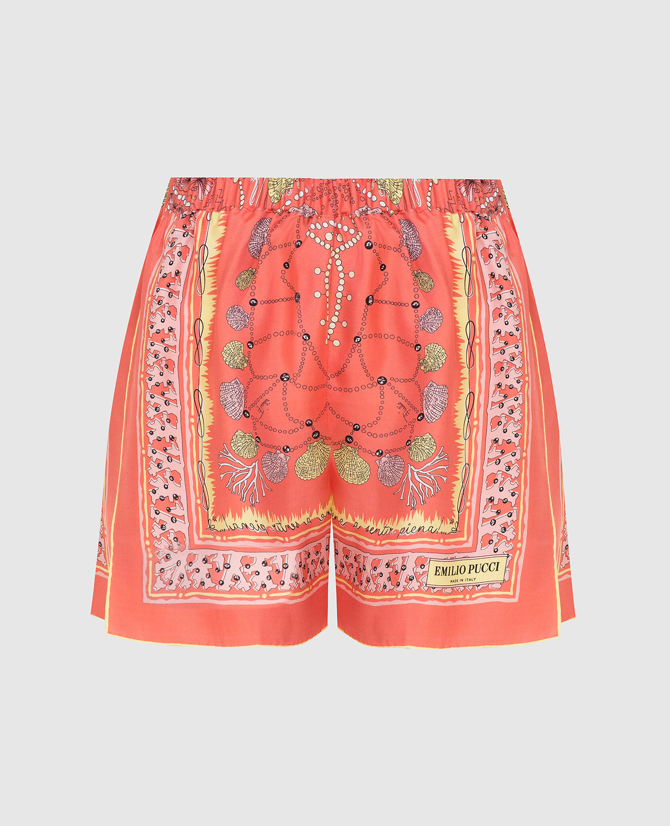

Шорты из шелка с принтом Conchiglie EMILIO PUCCI, Коралловый, Шорты