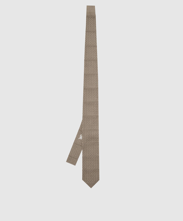 Stefano Ricci Дитячий шовковий бежевий краватку в візерунок YCRM2600SETA зображення 2