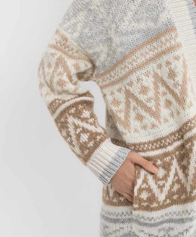Brunello Cucinelli Кардиган з мохеру, кашеміру і шерсті в візерунок MBB380506 зображення 5