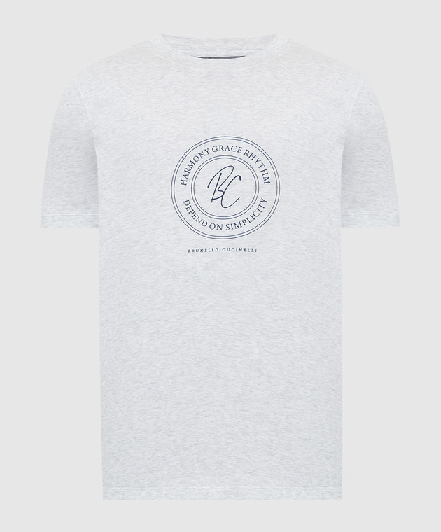 Brunello Cucinelli Світло-сіра футболка з принтом логотипу M0T618430