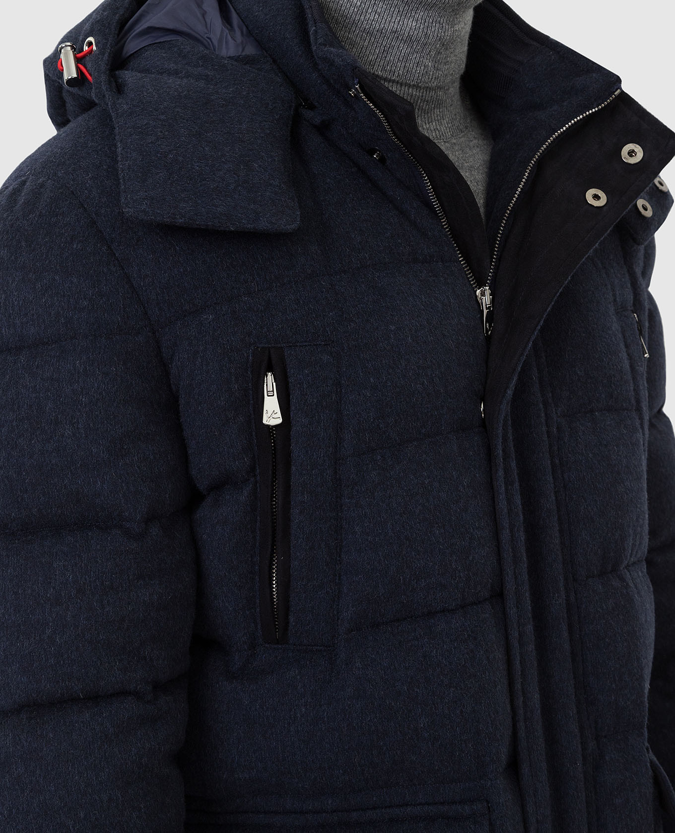 ISAIA Темно-синяя куртка из шерсти и кашемира SW712084177 изображение 5