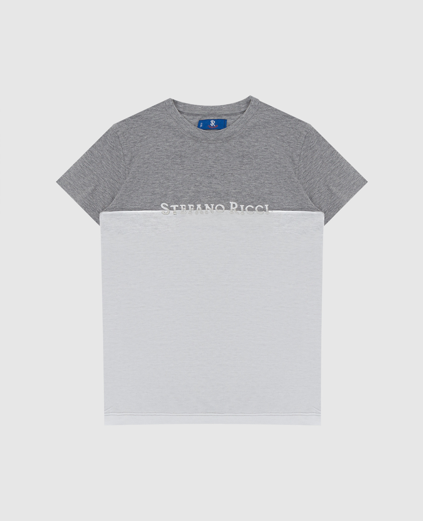 Children's gray T-shirt with logo embroidery