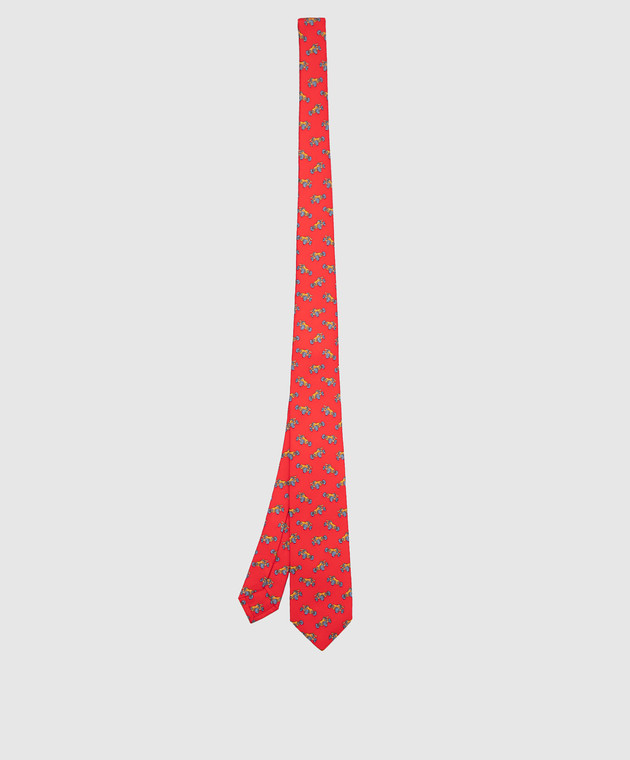 Stefano Ricci Дитячий шовковий червоний набір з краватки та хустки-паші у візерунок YDHNG700 зображення 2