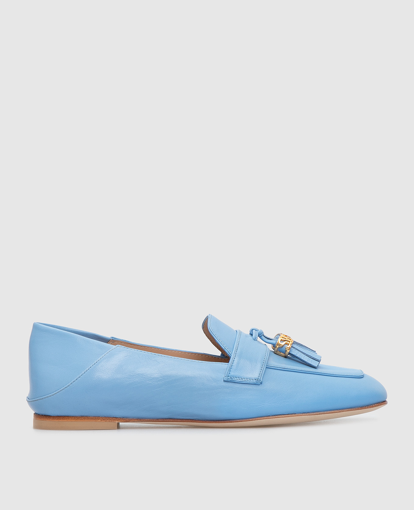 

Голубые кожаные лоферы Stuart Weitzman, Голубой, Лоферы