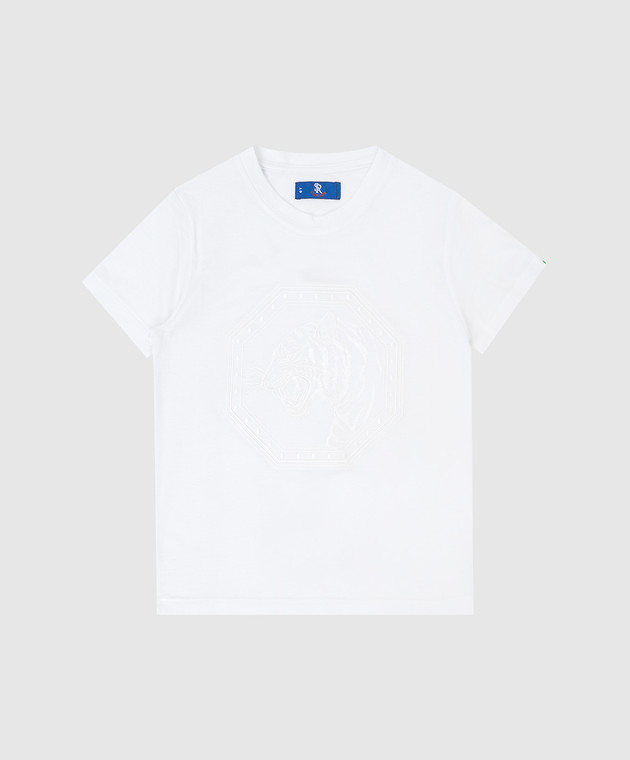 Stefano Ricci Детская белая футболка с вышивкой YNH8200170803