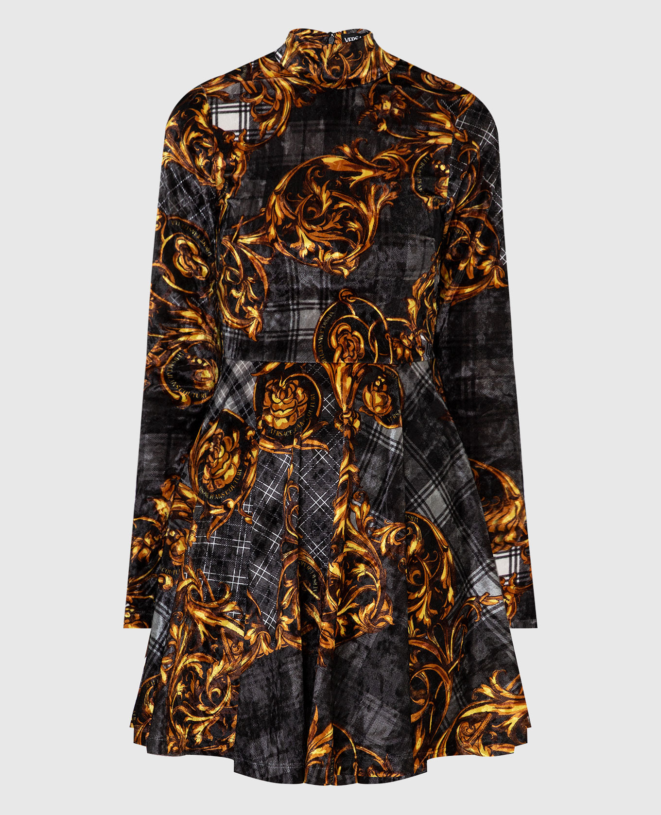 

Серое платье мини в принт Tartan Baroque, Серый, Повседневные платья